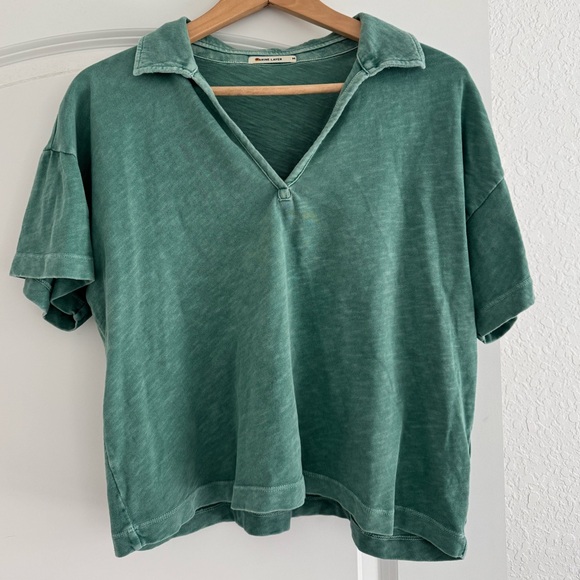 Marine Layer Tops - Marine Layer Short Sleeve Polo Tee in Sea Green